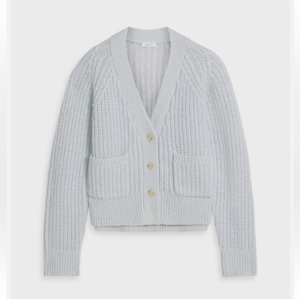 A.L.C Cleveland Ice Water Alpaca/Wool Blend Cardigan Sweater L